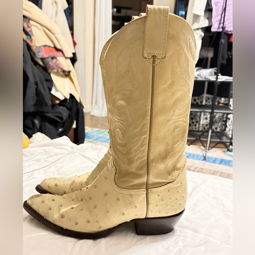 Vintage Yield Ostrich Cowboy Boots Men’s 8 EE USA Made Western - Picture 8 of 16